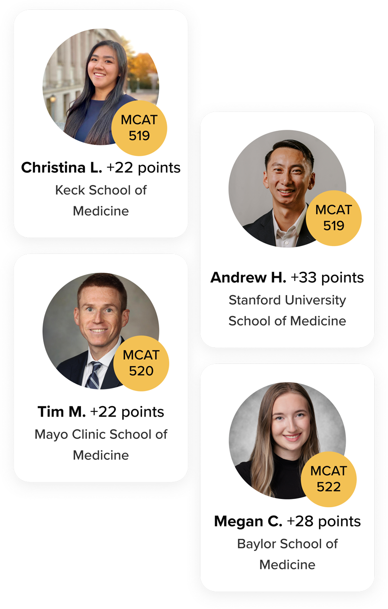 Blueprint learners who got 517 MCAT scores or higher and accepted to prestigious medical schools