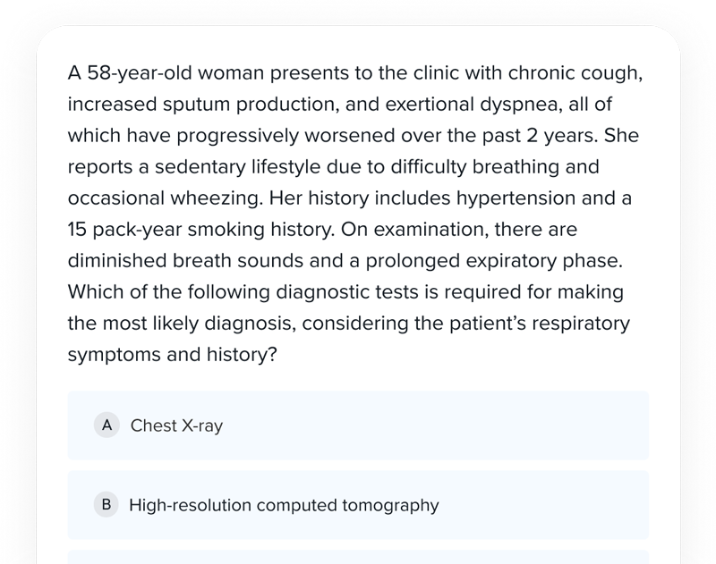 Sample question about 58-year-old patient