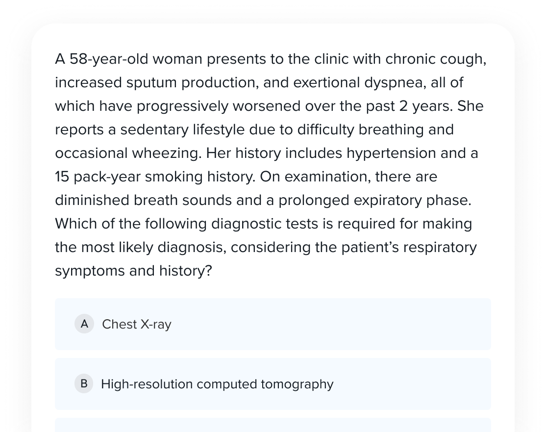 Sample question about 58-year-old patient